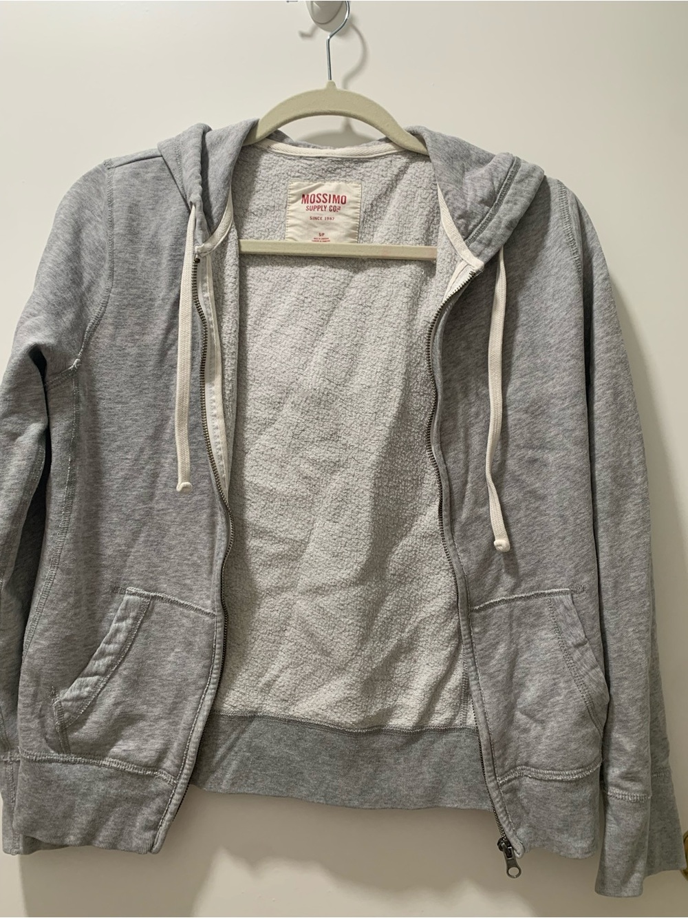 Mossimo Supply Co. Gray Hooded Zip-Up Bomber Jacket